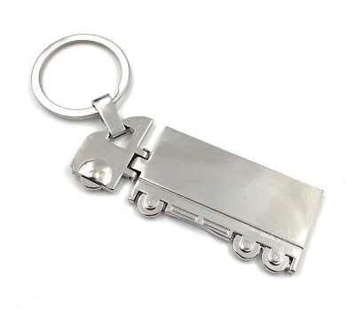 Portachiavi Piatto Camion Trasportatore Argento Metallo Charm - Immagine 1 di 4