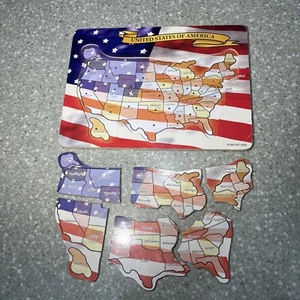 Vintage Battat 2005 Wooden USA Map Puzzle Educational Geographical - Picture 1 of 10