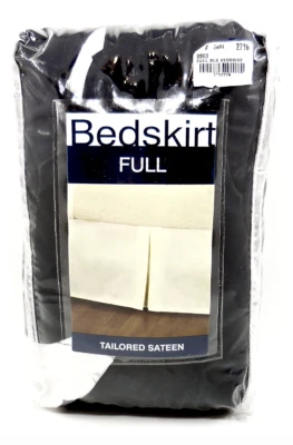 Full Sateen Bedskirt,Black,15"drop,Cotton,Tailored Trim,Bed,Bath&Beyond - Image 1 of 2
