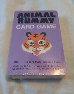 Juego de cartas Whitman Animal Rummy 1975 sellado hecho en EE. UU. # 4908 tarjetas infantiles vintage Foto 1 de 2