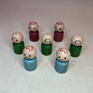 Lote De 7 Pequeños Cuerpo Recto Madera Fisher-Price Vintage Niño, Niña, Bebé - Imagen 1 de 6