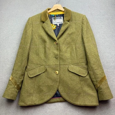 Joules Tweed Jacket UK 14 Green Parade Wool Blazer Hacking Country STOWFORD - Image 1 of 4
