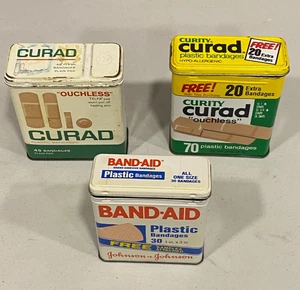 Lote/3 - Latas metálicas vendajes de primeros auxilios vintage de BAND-AID & CURAD - Imagen 1 de 9