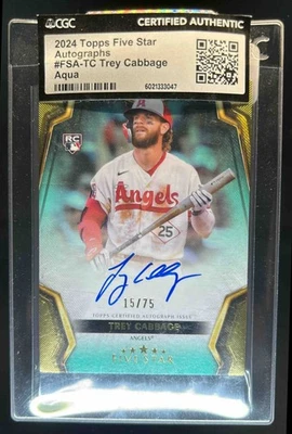 2024 Topps Five Star Trey Cabbage RC Aqua Auto #15/75 Angels CGC Authentic - Image 1 of 2