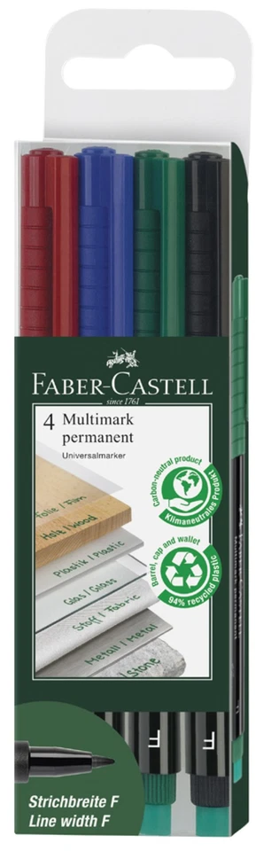 4 FABER-CASTELL Permanent-Marker MULTIMARK F, 4er Etui - Bild 1 von 1