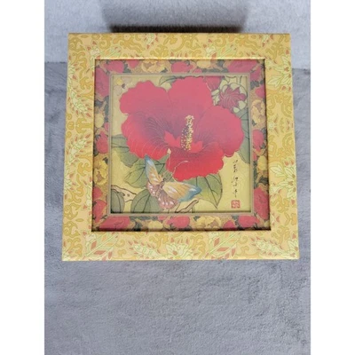 Punch Studio Shadow Rose Hibiscus Decorative Storage Box Kirshner Art 8" x 5" - Image 1 of 4