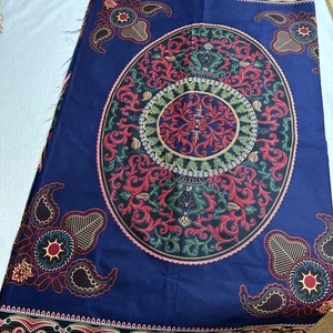 Real Wax African print Remnant 3 yds x 34" Colorful Navy Red Tribal - Picture 1 of 8