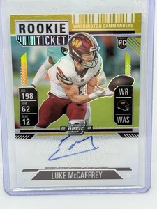 2024 Contenders Optic Luke McCaffrey Rookie Ticket On Card Auto Gold /10 - Picture 1 of 2