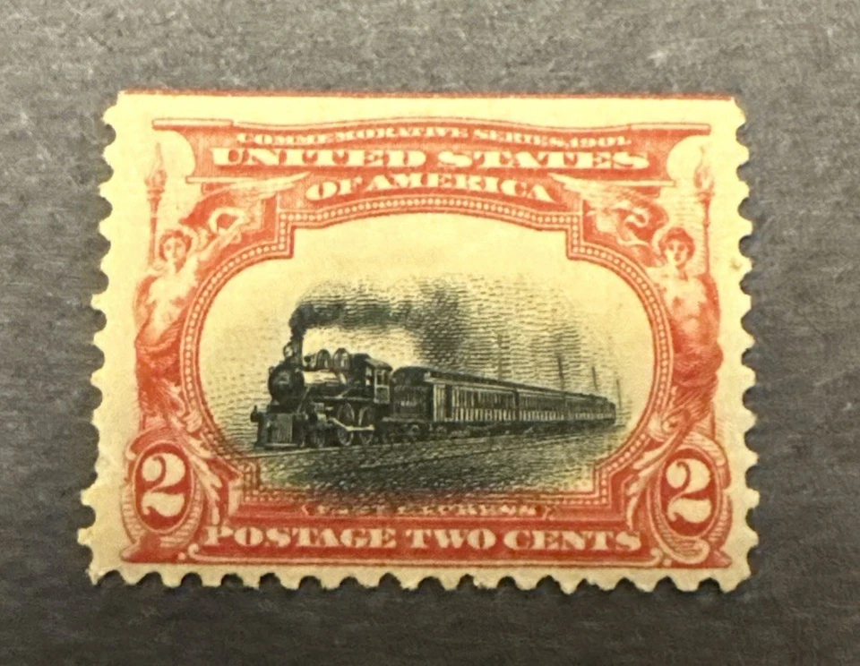 295 Var Mint 2¢ - Falling Low Train Vignette Color Shift Error -- Scott 295 MLH - Image 1 of 4