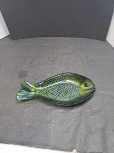 ❤️Irisierende Schale aus Metallglas in Fischform, blau limettengrün siehe Fotos bitte  - Bild 1 von 8