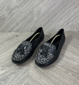 Mocassini Hotter Abbey Ville nero e grigio stampa leopardo nappa - taglia UK 6,5 - Foto 1 di 18