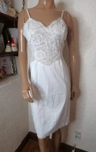 Vintage 36 Bust Full SLIP White Nylon + Swishy Taffeta Lace Vanity Fair - Picture 1 of 9