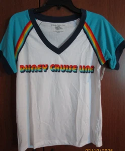 New Disney Cruise Line V Neck Tee Medium Cotton Polyester Bust 36 Length 24 in - Picture 1 of 5