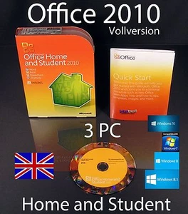 Microsoft Office Home and Student 2010 Englisch Vollversion 3 PC Box + DVD OVP - Bild 1 von 6