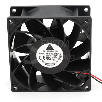 Delta FFB0924EHE 9238 90mm 92mm DC 24V 0.75A 2-wire -pin server inverter cooling - Image 1 of 4