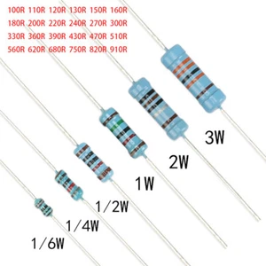 1/6W 1/4W 1/2W 1W 2W 3W Metal Film Resistor ±1% Range of Values 100Ω to 910Ω - Picture 1 of 2