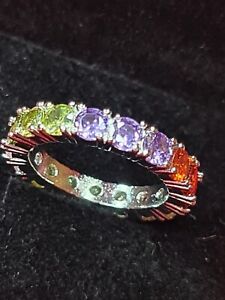 Womans Size S 1/2. Ruby, Amethyst, Citrine, Pink Topaz, Peridot Champagne ring
