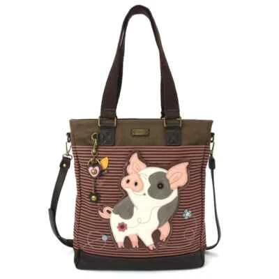 New Chala WORK TOTE Crossbody Pleather Bag Brown Stripes Large gift SPOTTED PIG - Image 1 of 4
