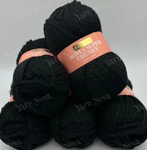 Hayfield Bonus Super Chunky Knitting Yarn Wool - 5x100g Balls - 965 Black - Picture 1 of 10
