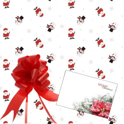 APAC Santa & Snowman Cellophane Gift Wrap Hamper Christmas, Pull Bow and Message Card