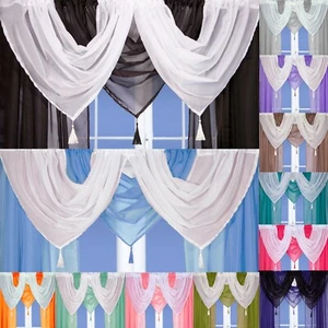 Voile Swags - Tassled - All Colours - Pelmet Valance Net Curtains Voile Curtains - Picture 1 of 21