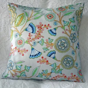 16" Throw Pillow Cover ~ Large Floral Blue Green Grey 16x16 Inch Cushion Cover - Picture 1 of 1