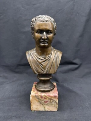 Antique Bronze Bust on Marble, Marked with POMPEO - Image 1 of 4