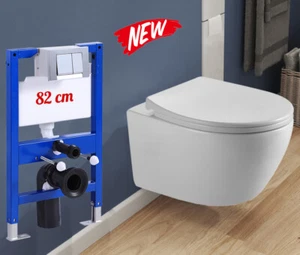 Hänge Wand WC Toilette Set I 82cm Spülkasten Vorwandelement + Betätigungsplatte - Bild 1 von 19