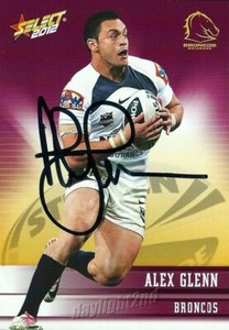✺Signed✺ 2012 BRISBANE BRONCOS NRL Card ALEX GLENN
