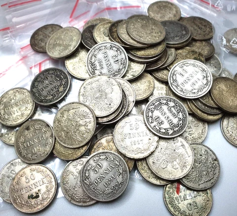 Finland 50 Pennia Lot of 1 Random Old 1872-1917 Silver coin! Nicholas II KM# 2.2 Cover