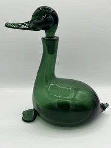 Vintage MCM Empoli Green Duck Decanter Made In Italy - Picture 1 of 12
