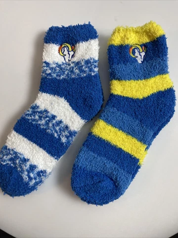 2 PAIR SET! Los Angeles Rams FBF Women’s Cozy Fuzzy Sleep Socks. OSFM.  (FZ2) Cover