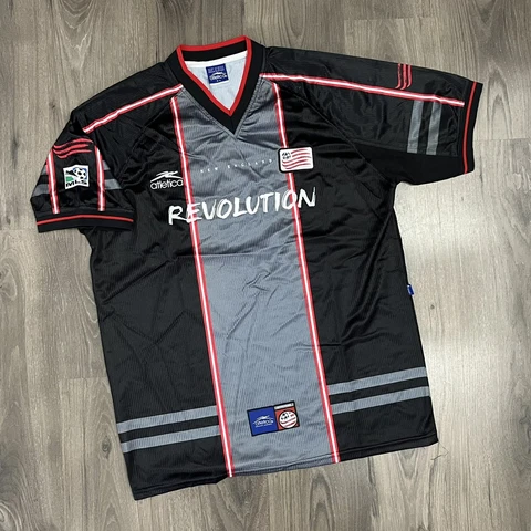 New England Revolution Jersey 2000 Vintage Athletica MLS Third Kit Large Black Cover