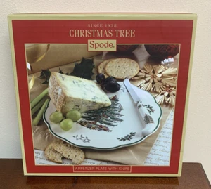 Piatto antipasto albero di Natale Spode nuovo con etichette con coltello abbinato - Foto 1 di 3