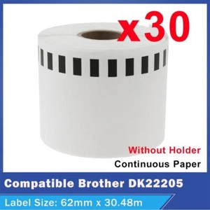30x Compatible Brother DK-22205 Label Black on White for QL550 QL-1050 QL-1060 - Picture 1 of 1