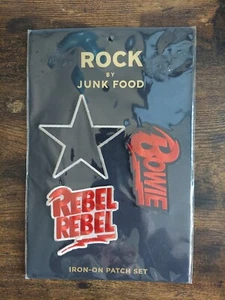 David Bowie Rebel Rebel Iron On Patch Set Rock by Junk Food 3 Patches Music New - Picture 1 of 2