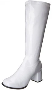 Ellie 3" Absatz Weite Gogo Stiefel Reißverschluss Erwachsene Damenschuhe Gogo weiß groß Spaß - Bild 1 von 9