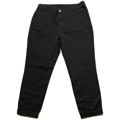 Maison Jules Womens Essential Cuff Slim Crop Mid Rise Pant Deep Black Size 6 - Image 1 of 4