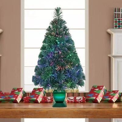 Árbol de Navidad artificial de abeto de fibra óptica LED prelit Holiday Time, 32"", verde Foto 1 de 4