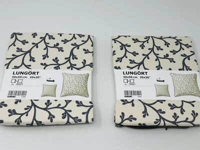 Set of 2 IKEA LUNGORT - New - Gray/WHITE Reversible PILLOW COVER "20 x 20" - Image 1 of 4