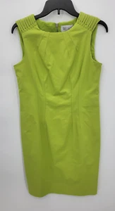 Worth New York Dress Womens 6 Lime Green Sleeveless Shoulder Pleats Sheath - Picture 1 of 9