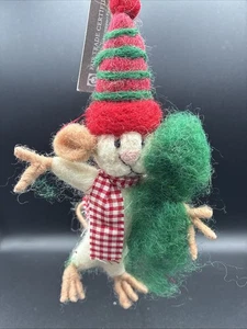  Neu in Verpackung Pottery Barn Filz Wald Tier Ornamente Skifahren Maus - Bild 1 von 5