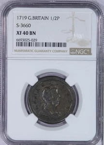 1719 G.Britain Half Penny 1/2P S-3660 NGC XF40 BN - Picture 1 of 4
