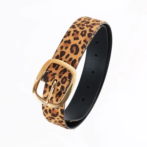 Talbots leopard print gold square button dress genuine leather wide belt women - Picture 1 of 6