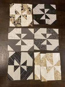 Vintage Quilt Block Patchwork Squares Lot 5 bow tie - Picture 1 of 7