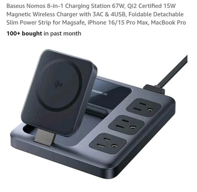 BASEUS NOMOS 8-IN-1 MAGNETIC CHARGING STATION QI2 CERTIFIED 15W WIRELESS - Image 1 of 4