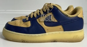 Nike Air Force 1 Sneakers Custom By You Blue & Gold Low Top Shoes Men’s Size 8 - Picture 1 of 11