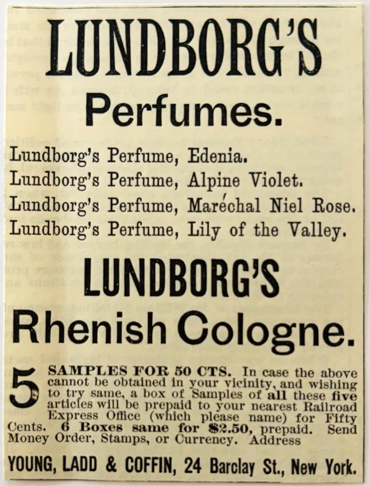 1886 Lundborg's Perfume & Colônia Publicidade Beleza Vitoriana NY DWKK27H - Imagem 1 de 1