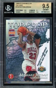 BGS 9.5 MICHAEL JORDAN Payton 1996-97 TOPPS STADIUM CLUB TC9 TOP CROP - Picture 1 of 2
