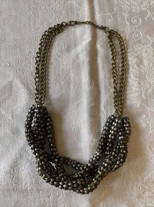 Two-Tone Adjustable Metal Twist Statement Necklace - Picture 1 of 10